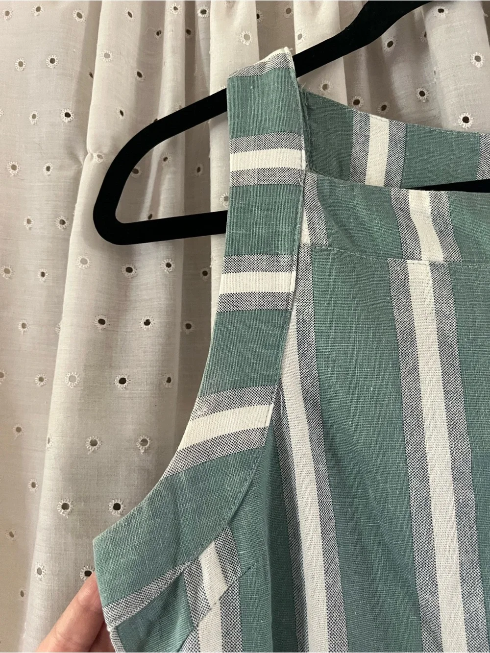 Fate Green and White Striped Sleeveless Button-Side Mini Dress